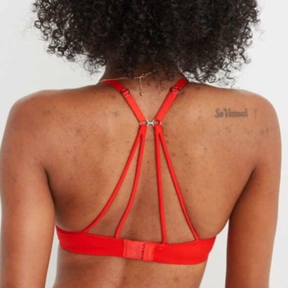 Aerie Real Sunnie Demi Push-Up Strappy Bra Holiday Red 32C - Picture 6 of 13
